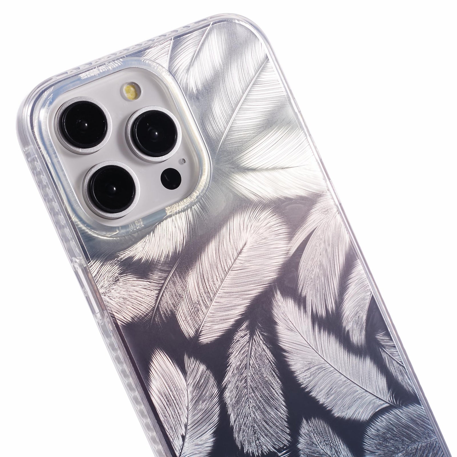 MP Series For iPhone 13 Pro Case TPU+Acrylic Gradient Feather Pattern IMD Phone Cover MP Series For iPhone 13 Pro Case TPU+Acrylic Gradient Feather Pattern IMD Phone Cover